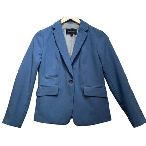 Banana Republic Womens Preppy Lined Fitted Blazer Jacket Sz 2P Blue Pockets